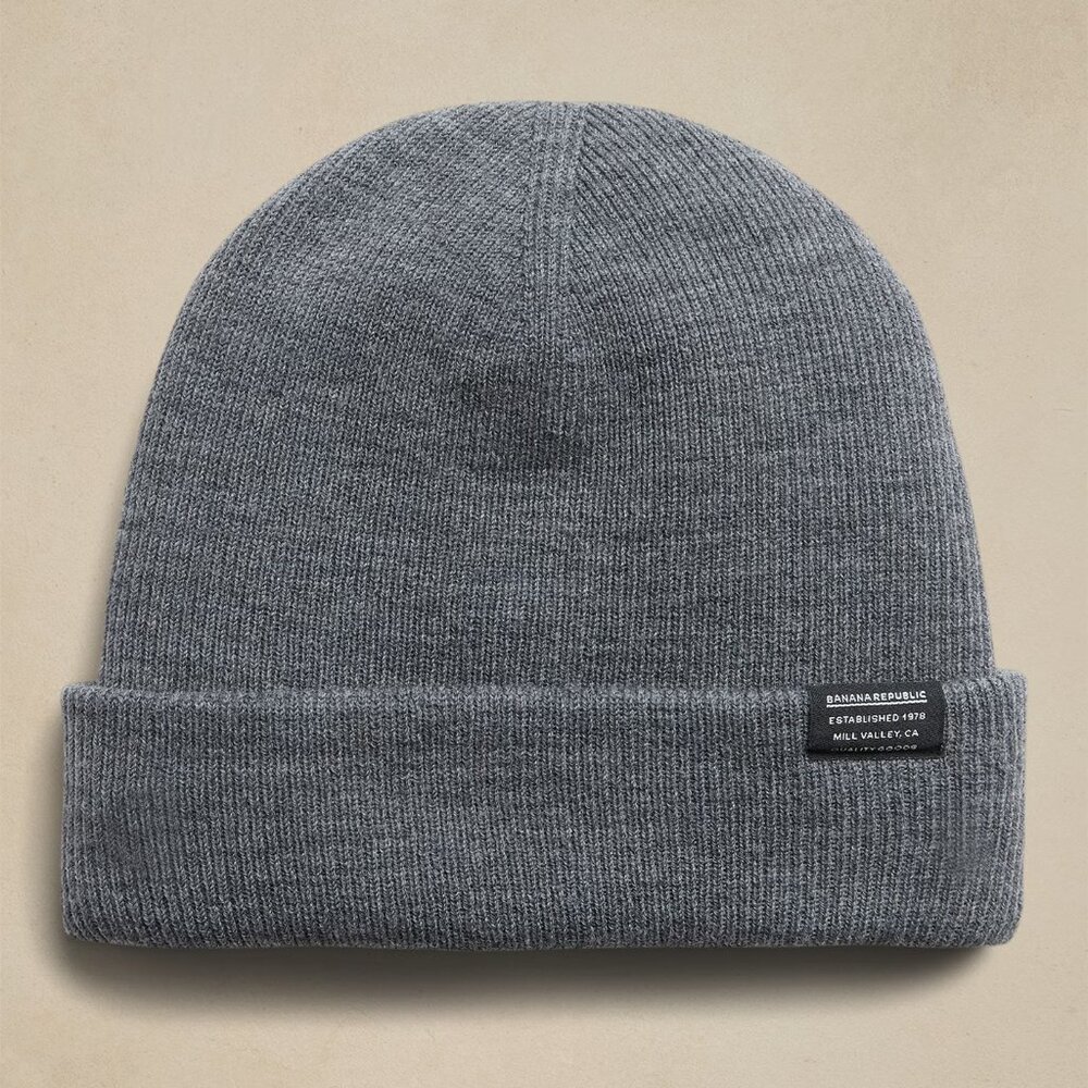 Banana Republic Washable Extra Fine Merino Wool Beanie Hat Gray UNISEX Men Women
